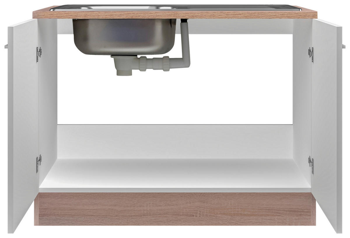 Spülenschrank Samoa weiß Eiche Nachbildung B/H/T: ca. 100x85x60 cm Samoa - Eiche/weiß (100,00/85,00/60,00cm) - Flex-Well