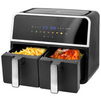 Emerio Heißluftfritteuse AF-132833 schwarz Kunststoff B/H/T: ca. 39,8x32,4x36,1 cm ca. 9 l Doppel-Heißluftfritteuse AF-132833 - schwarz (39,80/32,40/36,10cm) - Emerio