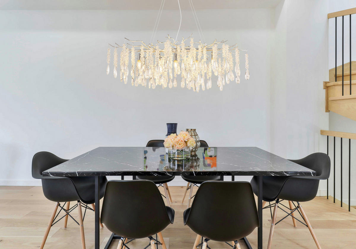 GLOBO Luster silber klar Glas Metall B/H/L: ca. 60x120x100 cm E14 10 Brennstellen Kinga - klar/silber (100,00/60,00/120,00cm) - GLOBO