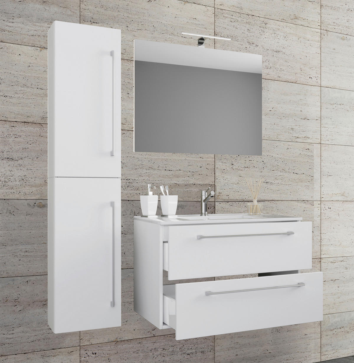 Waschplatz 4tlg-Badinos weiß B/H/T: ca. 81x52x46 cm 4tlg-Badinos - weiß (81,00/52,00/46,00cm) - VCM Möbel