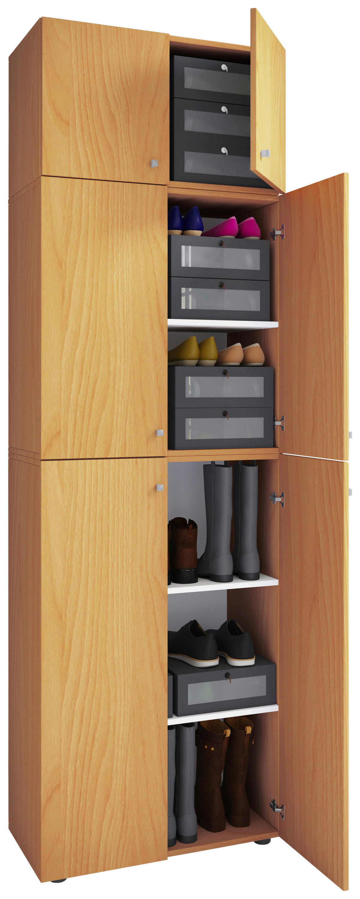 Schuhschrank Lona buche weiß B/H/T: ca. 70x223x39 cm Lona - weiß/buche (70,00/223,00/39,00cm) - VCM Möbel