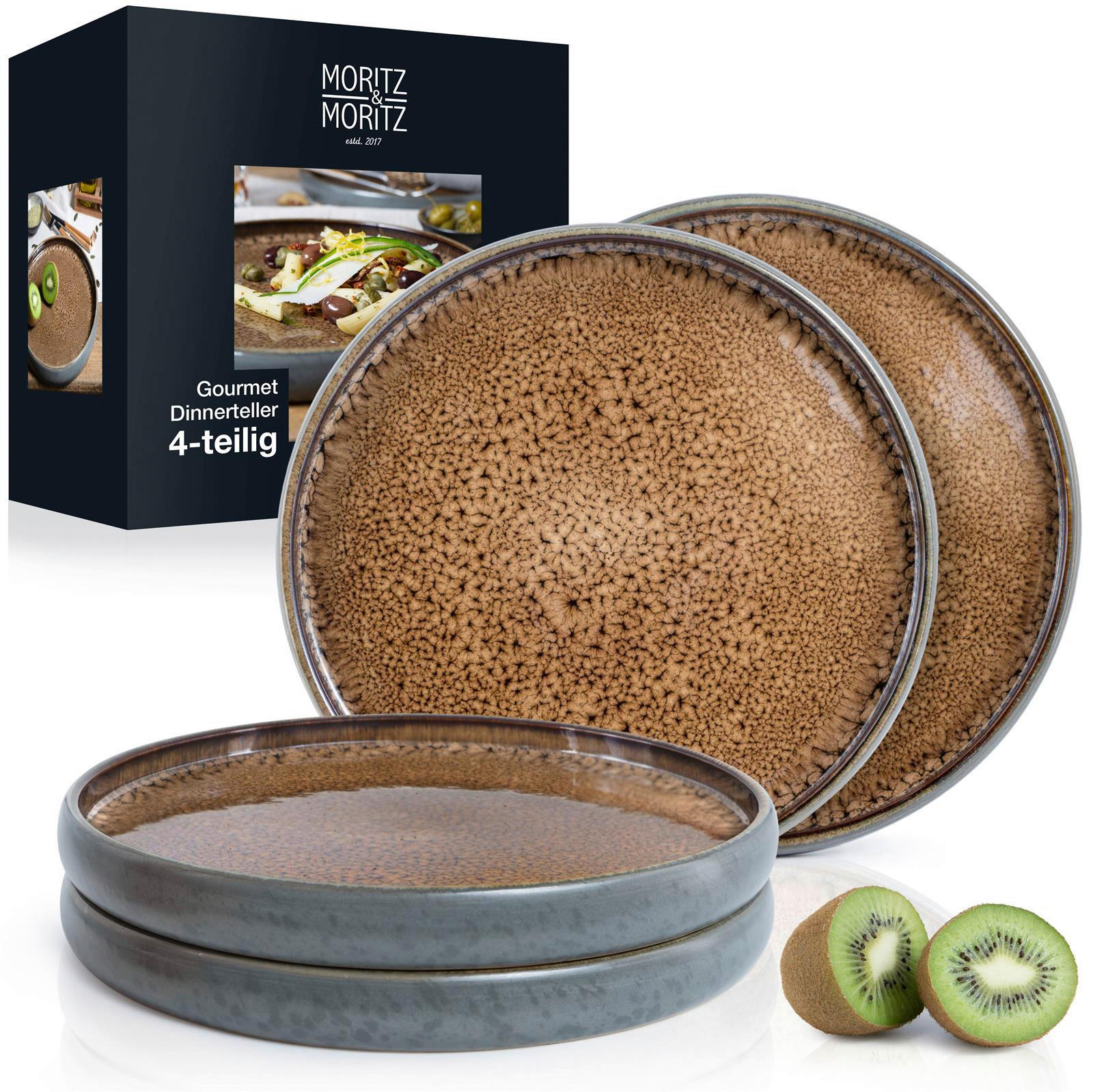 Moritz & Moritz Essteller flach beige Steinzeug D: ca. 27,5 cm Essteller_4er flach - beige (27,50cm) - Moritz & Moritz