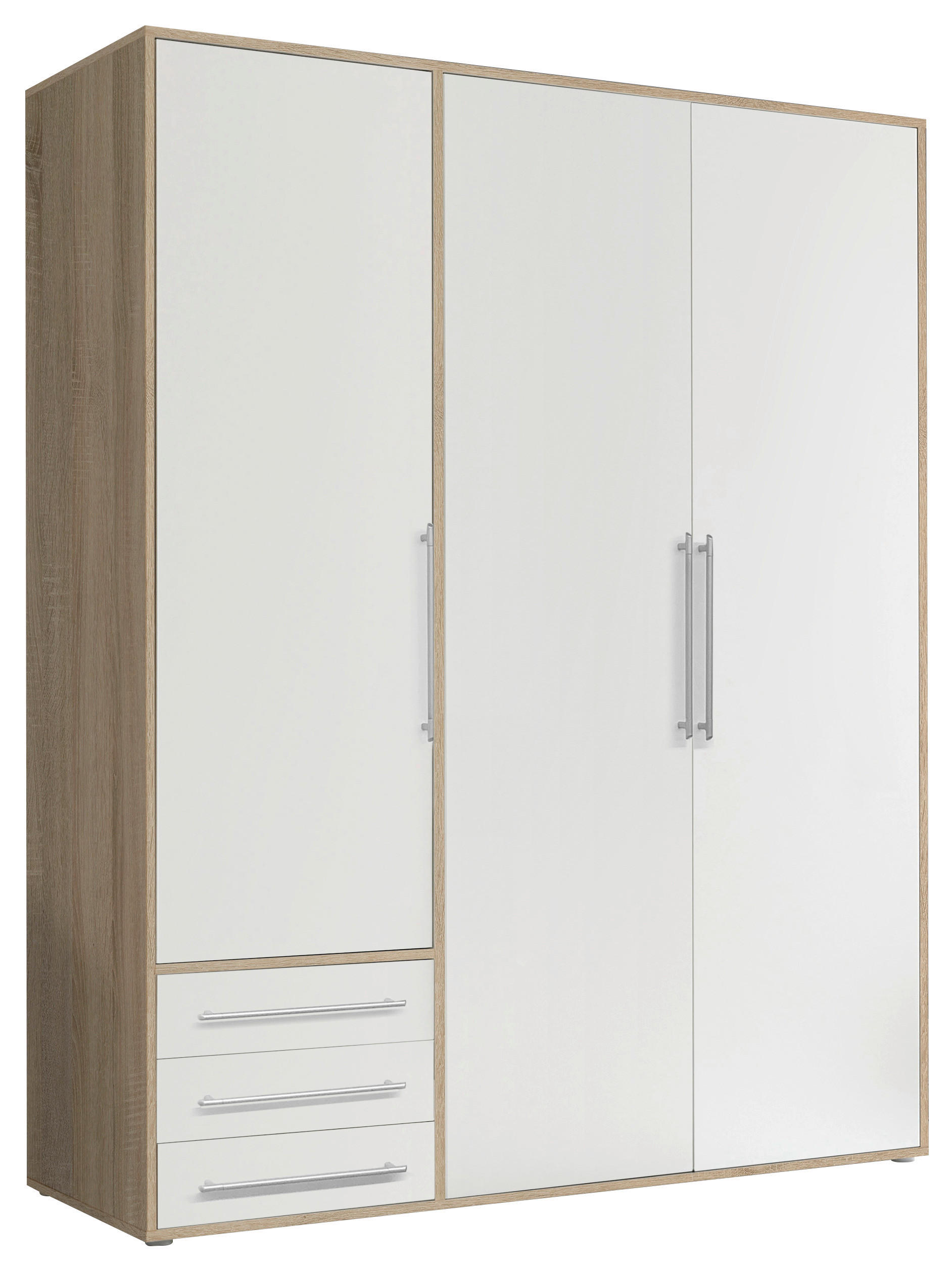 Kleiderschrank Lyss Eiche Sonoma Nachbildung weiß B/H/T: ca. 155x194x58 cm Lyss - Eiche/weiß (155,00/194,00/58,00cm)