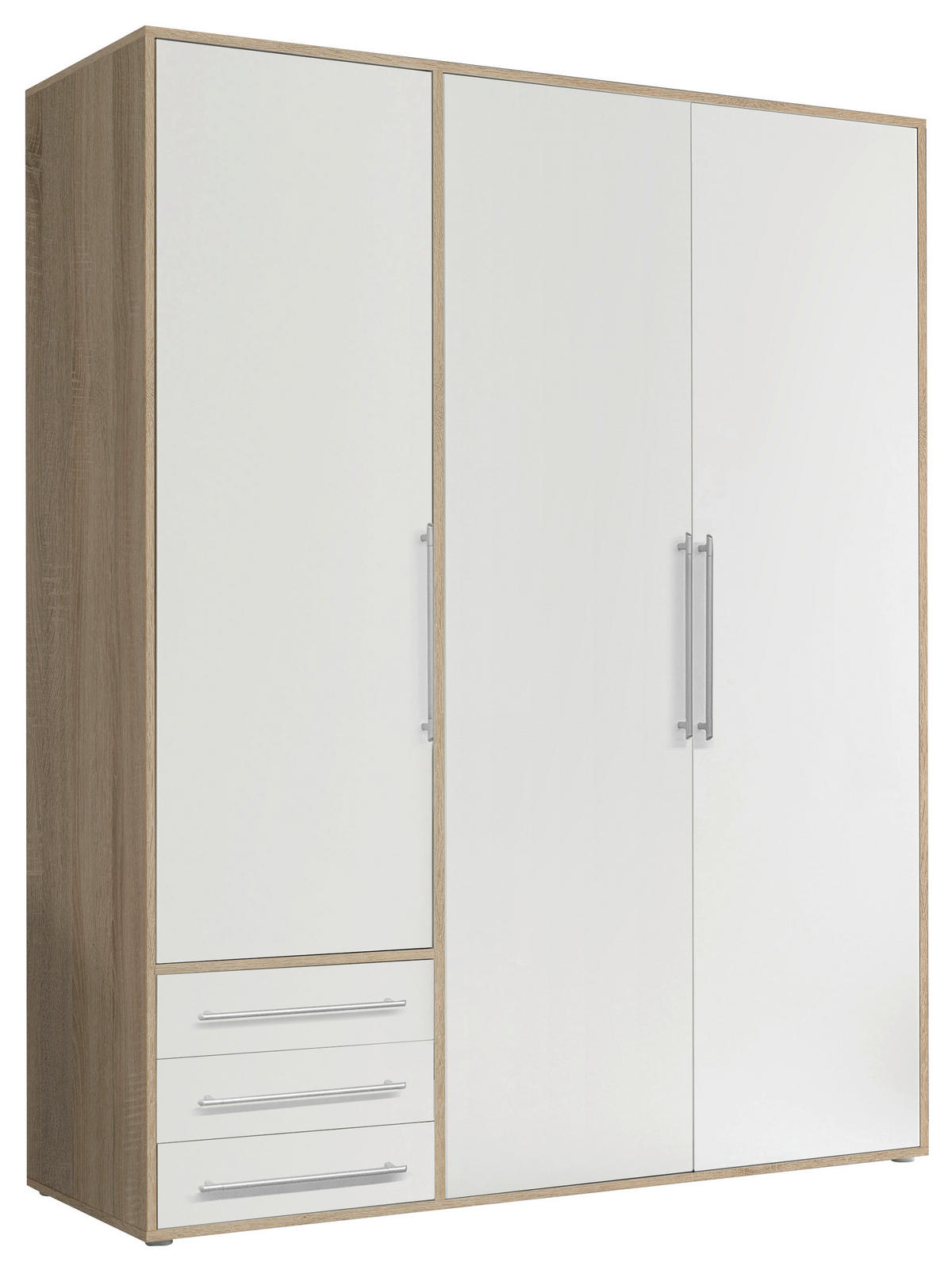 Kleiderschrank Lyss Eiche Sonoma Nachbildung weiß B/H/T: ca. 155x194x58 cm Lyss - Eiche/weiß (155,00/194,00/58,00cm)