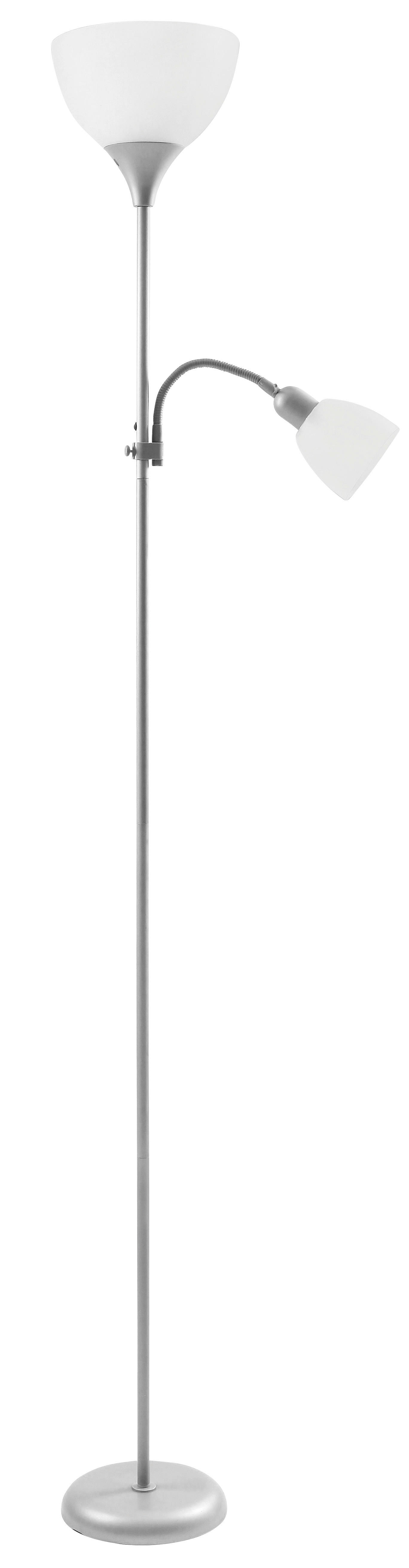 Sensation Deckenfluter silber weiß Metall Kunststoff H: ca. 180 cm E27 2 Brennstellen Promo - weiß/silber (180,00cm) - Sensation