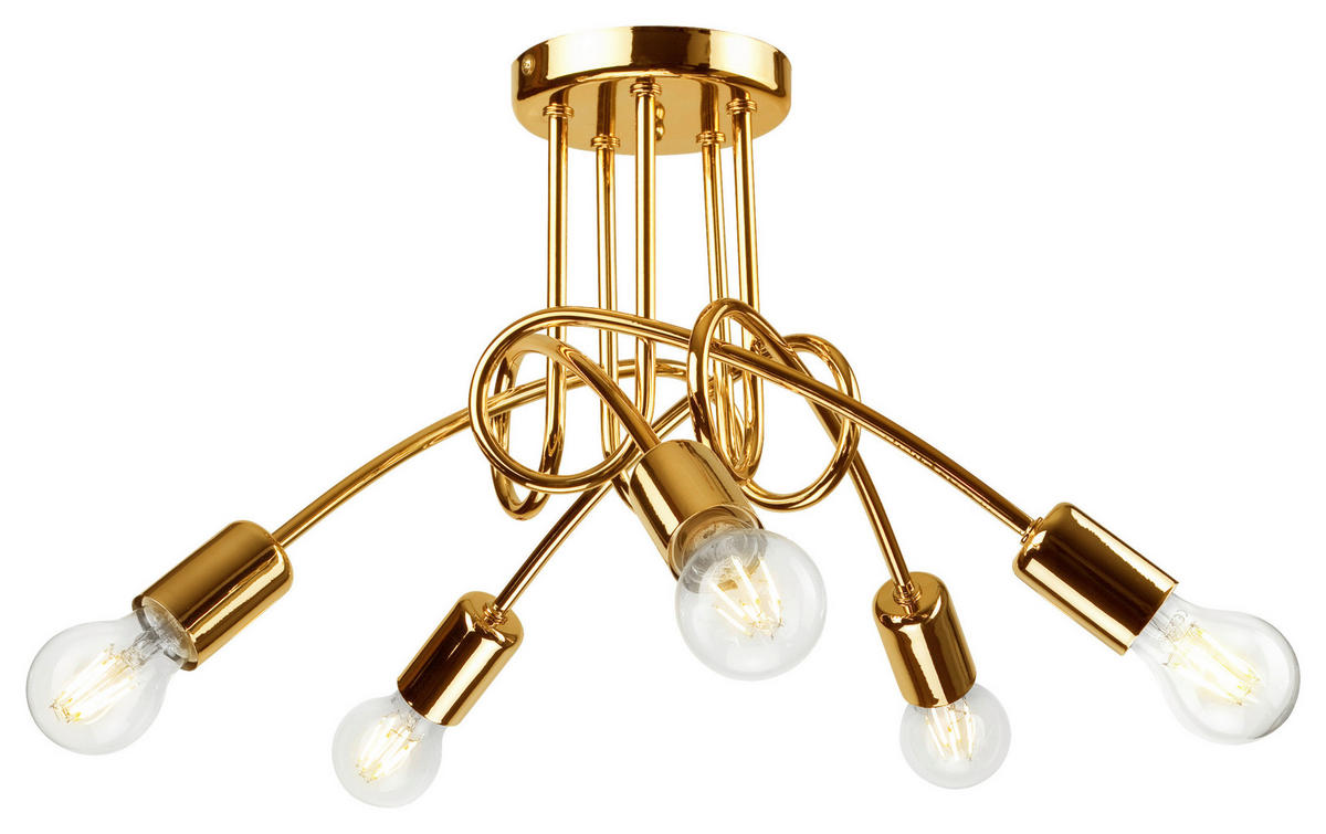 Lamkur Deckenleuchte CAMILLA 36823 gold Stahl H/L: ca. 30x46 cm E27 5 Brennstellen Camilla - gold (46,00cm) - Lamkur