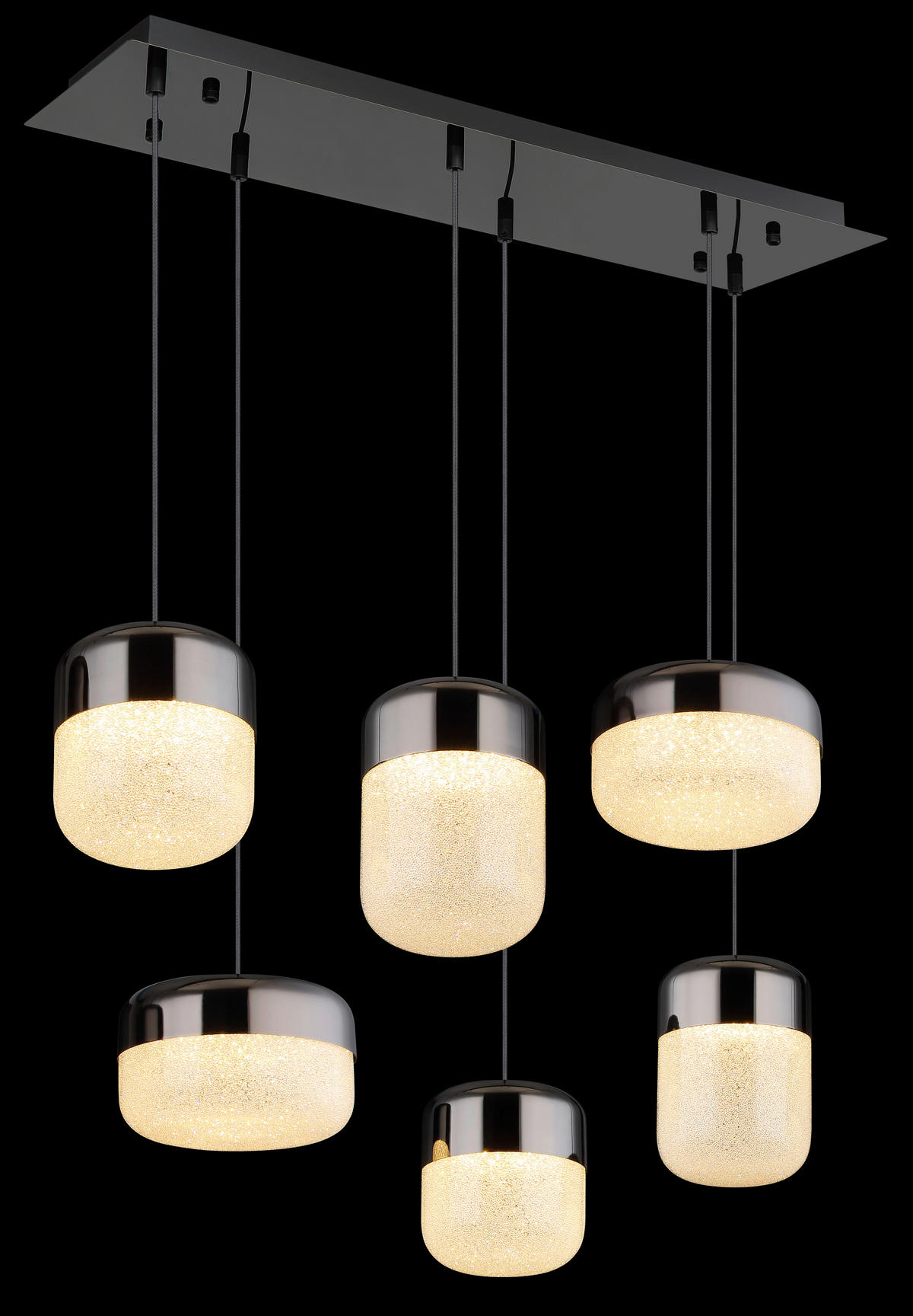 GLOBO LED-Pendelleuchte transparent Graphit Glas Metall B/H/T: ca. 32x150x80 cm CRISTALLICA - Graphit/transparent (32,00/150,00/80,00cm) - GLOBO