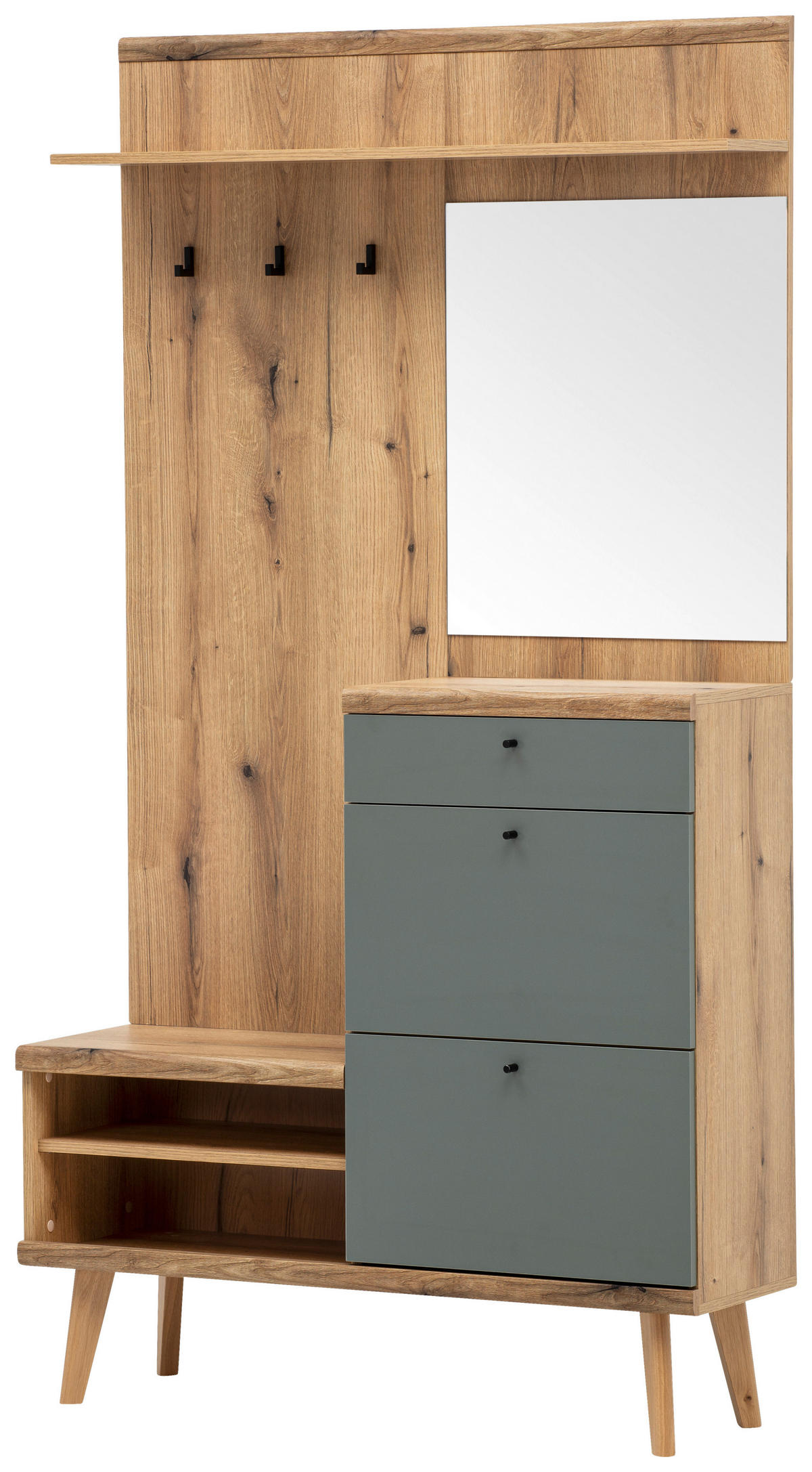 Kompaktgarderobe Alva Eiche Evoke Coast Nachbildung salbei B/H/T: ca. 110x200x34 cm Alva - Eiche/salbei (110,00/200,00/34,00cm)