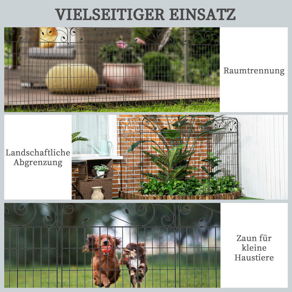 Outsunny Zaun schwarz Polypropylen B/H/L: ca. 0,8x352x110 cm Zaun - schwarz (110,00/0,80/352,00cm) - Outsunny