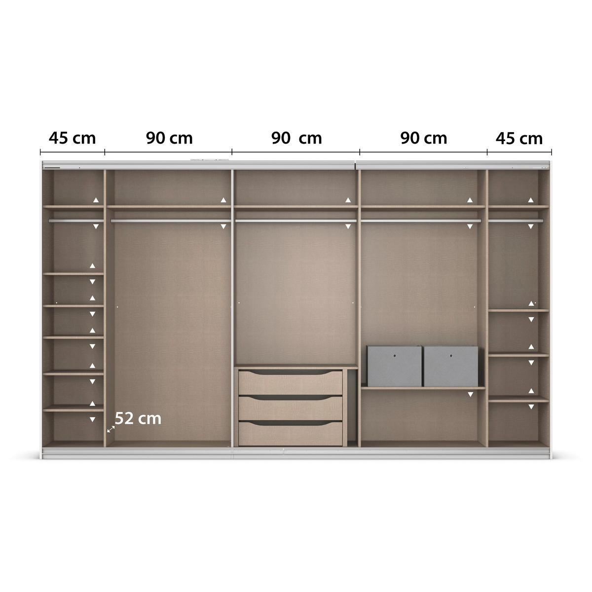 Kleiderschrank Kulmbach Alpinweiß B/H/T: ca. 360x210x62 cm Kulmbach - Alpinweiß/Alu (360,00/210,00/62,00cm)