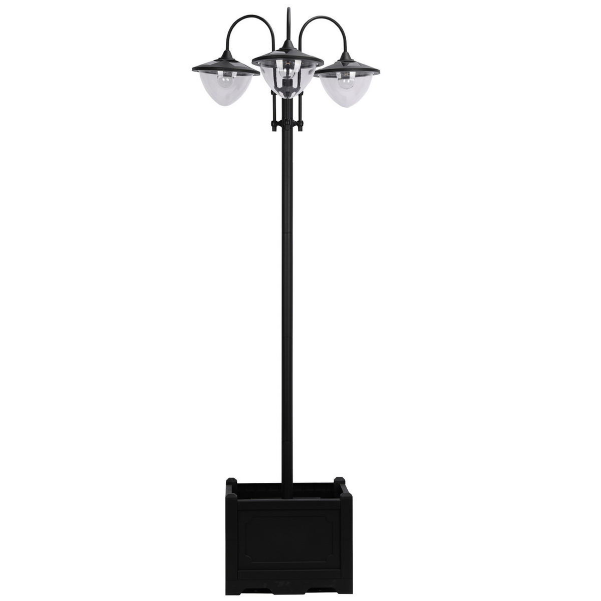 Solarlaterne mit Blumentopf schwarz Aluminium Edelstahl Polypropylen B/H/L: ca. 55x189x60 cm Solarlaterne_mit_Blumentopf - schwarz (60,00/55,00/189,00cm) - Outsunny
