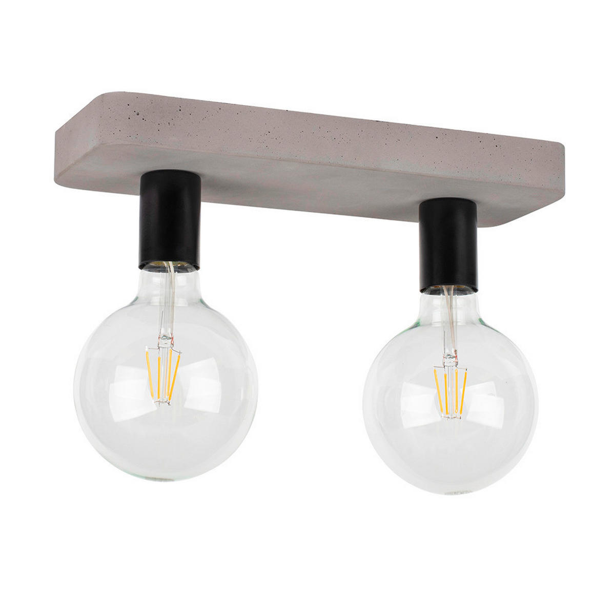 SPOT Light Deckenleuchte 8254236 grau schwarz Beton Metall B/H/L: ca. 35x10x14 cm E27 2 Brennstellen Fortan - schwarz/grau (14,00/35,00/10,00cm) - SPOT Light