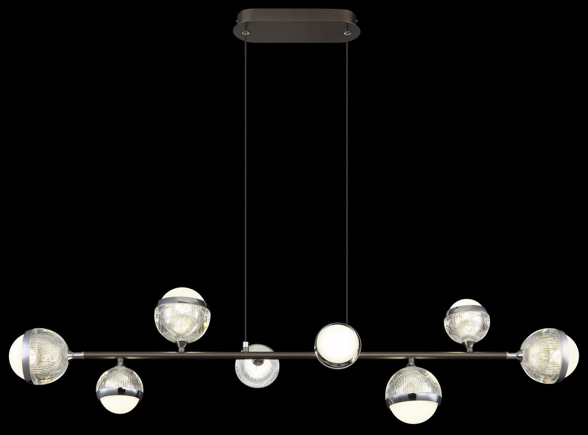 GLOBO LED-Pendelleuchte transparent Chrom titanfarbig Acryl Aluminium Metall B/H/T: ca. 24x120x109 cm UNTSY - titanfarbig/Chrom (24,00/120,00/109,00cm) - GLOBO