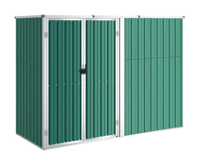 VidaXL Geräteschuppen grün Stahl B/H/T: ca. 225x161x89 cm Geräteschuppen - grün (225,00/161,00/89,00cm) - VidaXL
