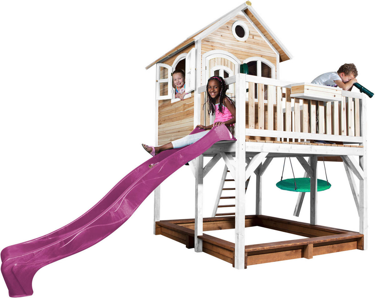 AXI Spielhaus Liam braun B/H/L: ca. 541x291x277 cm Liam - braun/lila (277,00/541,00/291,00cm) - AXI