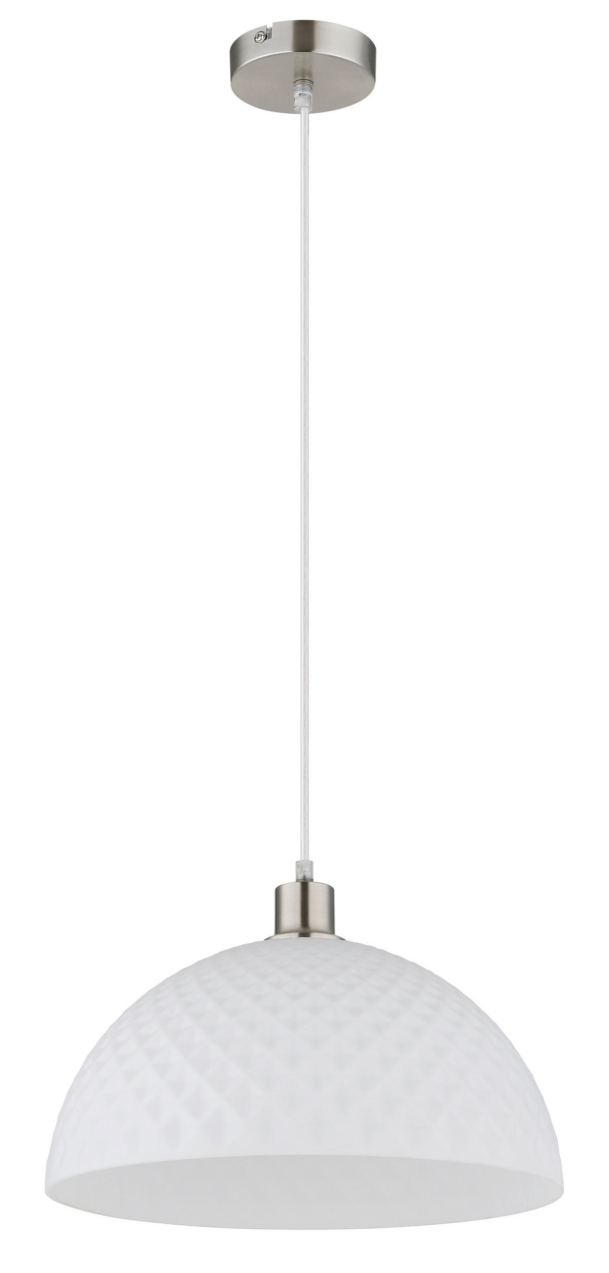 GLOBO Pendelleuchte Opal nickel Glas Metall PVC H/D: ca. 120x35 cm E27 1 Brennstellen SELMA - nickel/Opal (35,00/120,00cm) - GLOBO