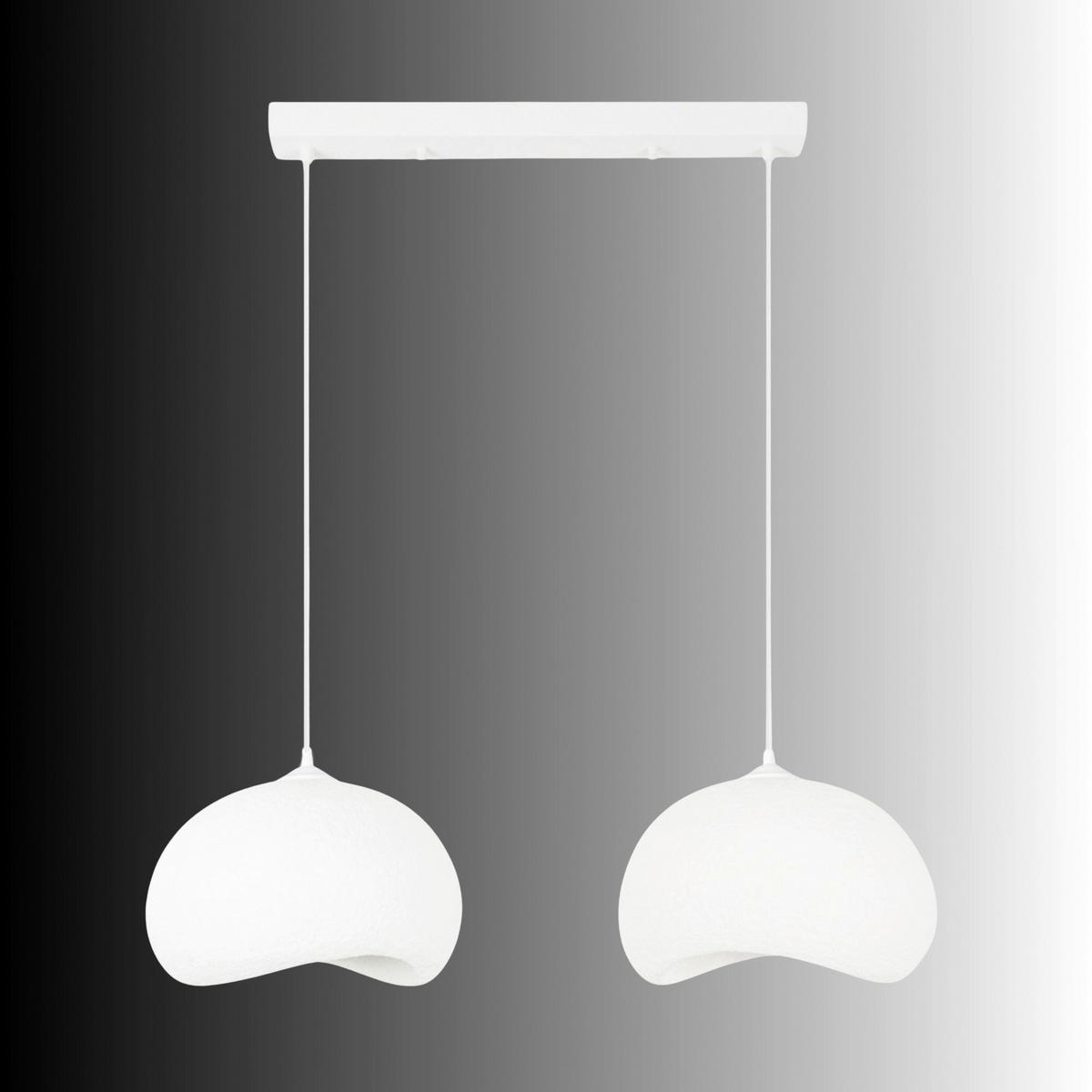 Opviq Pendelleuchte weiß Metall Polyester-Mischgewebe B/H/L: ca. 29x120x34 cm E27 2 Brennstellen Yontu - 15852 - A - weiß (34,00/29,00/120,00cm) - Opviq