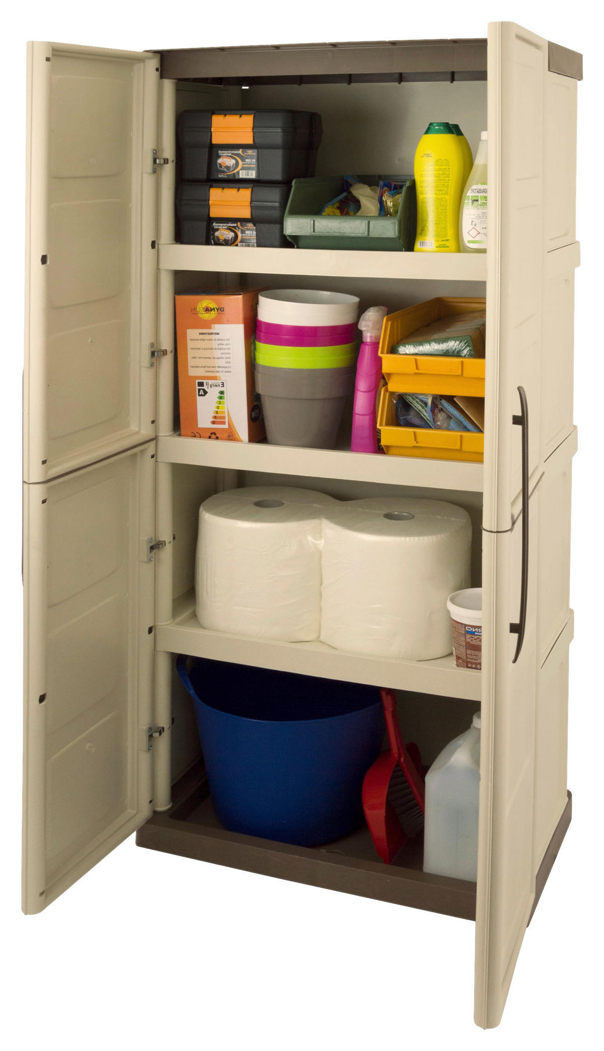 ArtPlast Kunststoffschrank Steel hoch beige Kunststoff B/H/T: ca. 70x165x39,5 cm Steel hoch - beige/mokka braun (70,00/165,00/39,50cm) - ArtPlast