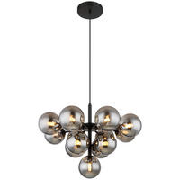 GLOBO Pendelleuchte grau mattschwarz Glas Metall H/D: ca. 120x56 cm G9 13 Brennstellen GRAPPY - mattschwarz/grau (56,00/120,00cm) - GLOBO