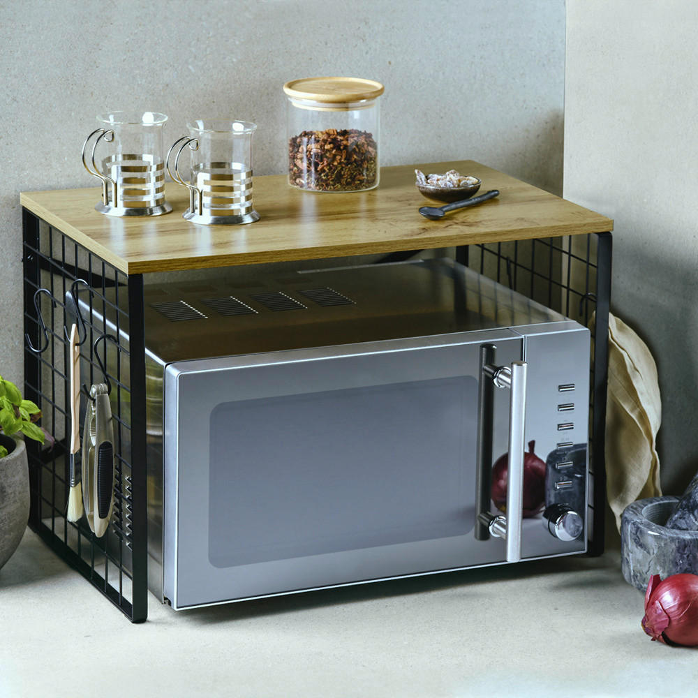 Kesper Mikrowellen Regal braun Metall B/H/T: ca. 52x36,5x32,5 cm Mikrowellen Regal - braun/schwarz (52,00/36,50/32,50cm) - Kesper