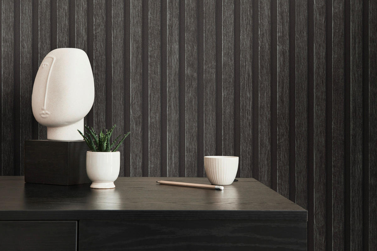 Vliestapete Holzoptik grau schwarz B/L: ca. 53x1005 cm Vliestapete_39109-4 - schwarz/grau (53,00/1005,00cm)