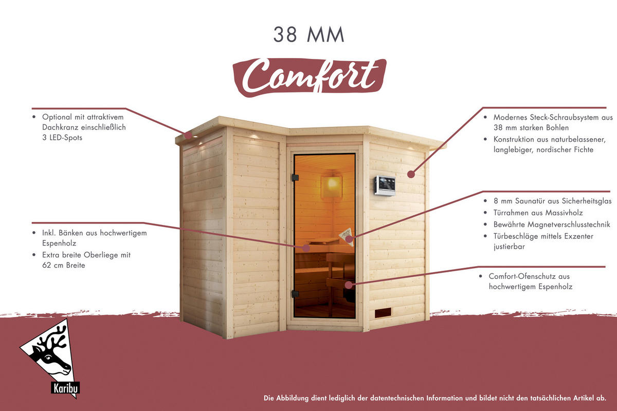 Karibu Sauna Maxi B/H/T: ca. 196x200x196 cm Maxi - (196,00/200,00/196,00cm) - Karibu