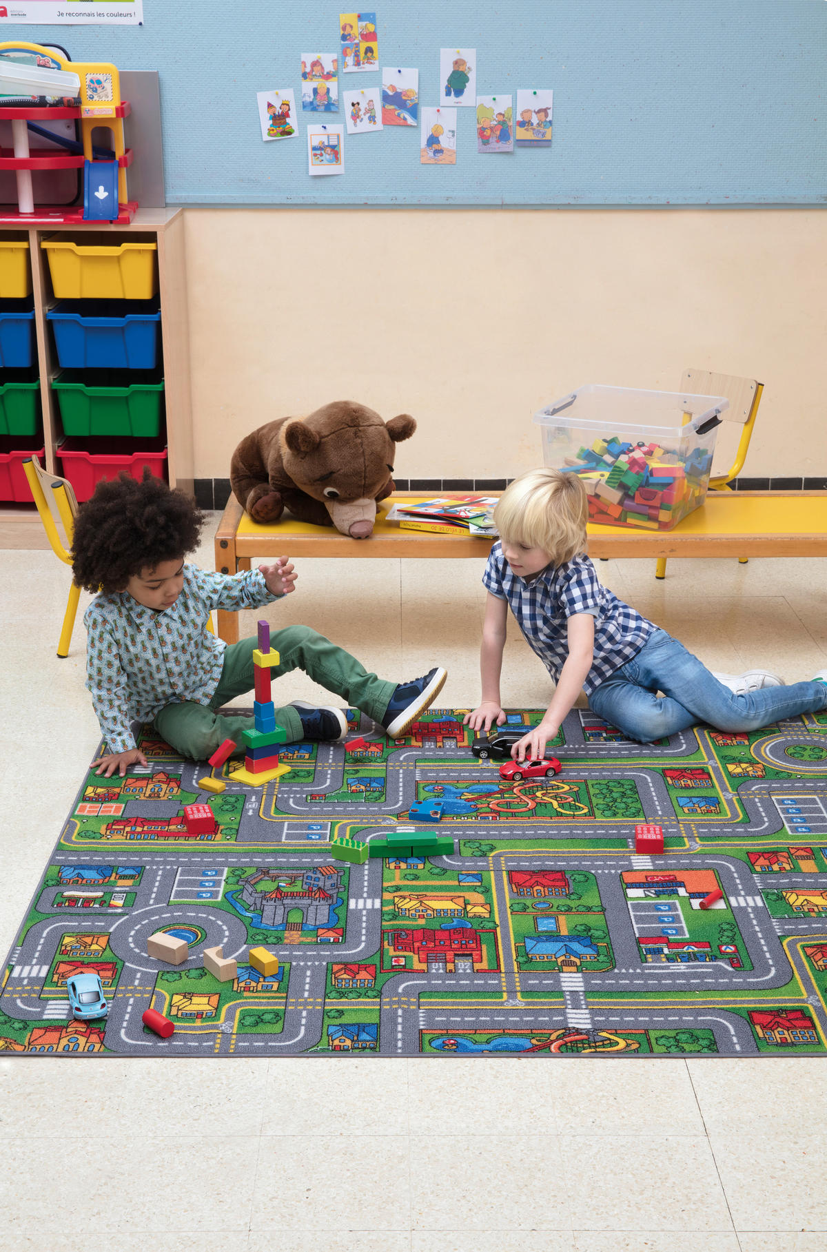 Kinder Teppich Kinderzimmer Auto Spielteppich