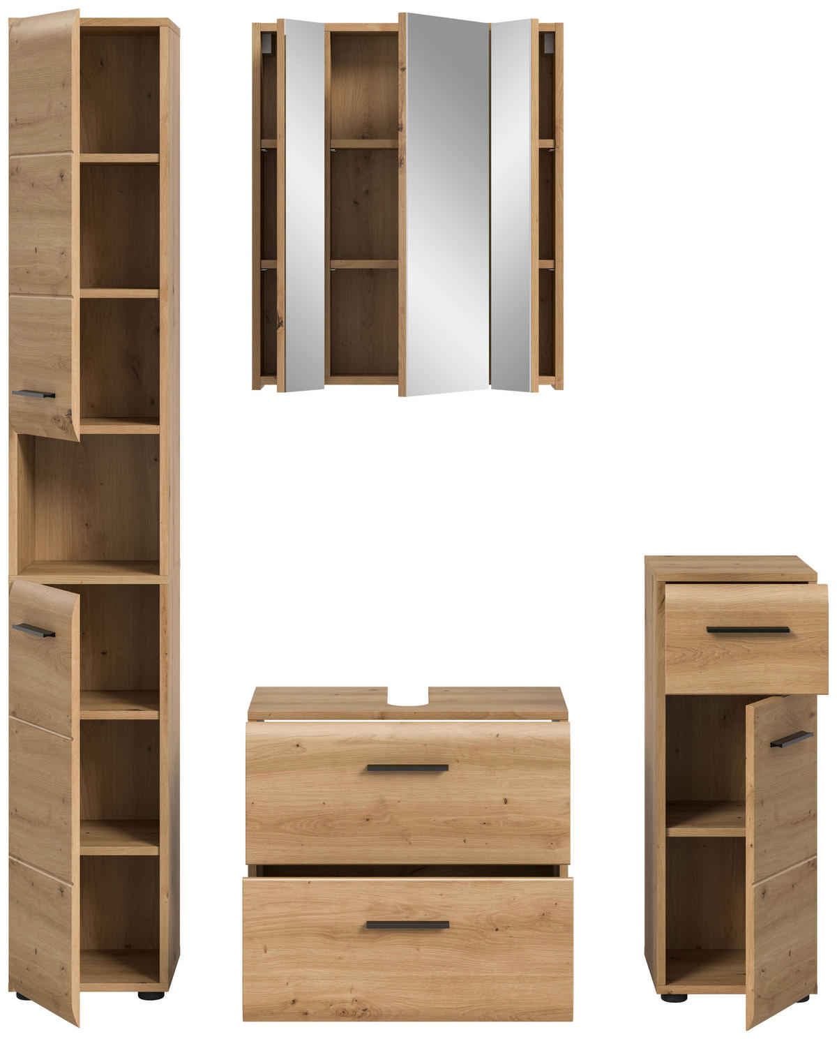Badezimmer-Set Ice Artisan Oak Nachbildung B/H/T: ca. 150x185x30 cm Ice - (150,00/185,00/30,00cm) - xonox.home