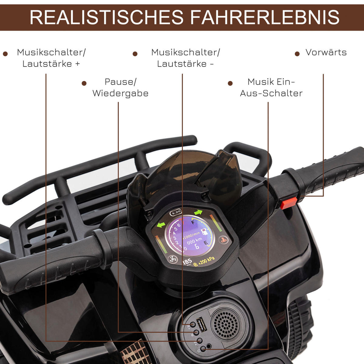 HOMCOM Kinder Elektrofahrzeug schwarz B/H/L: ca. 42x45x70 cm Kinder Elektrofahrzeug - schwarz (70,00/42,00/45,00cm) - HOMCOM