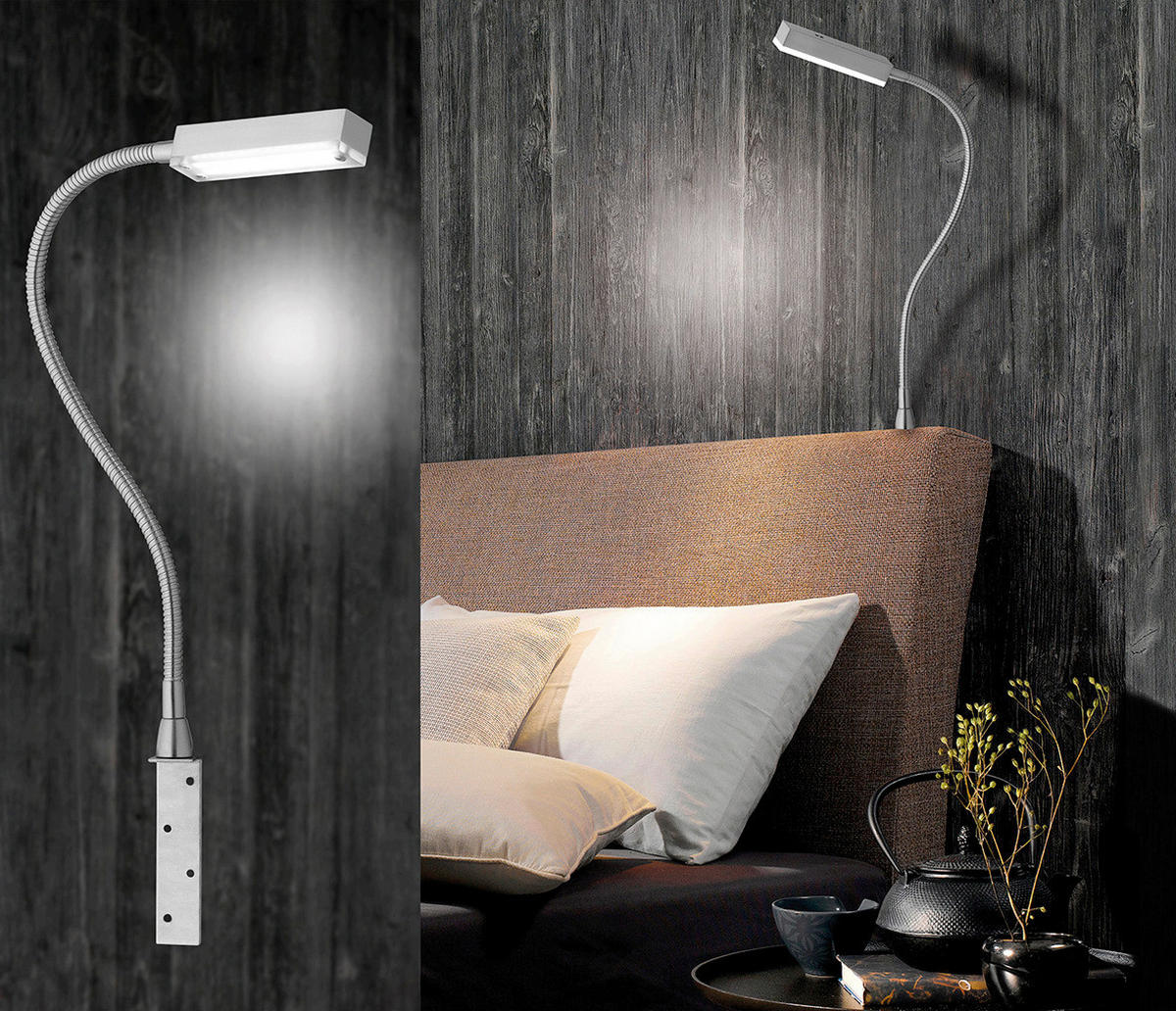 Fischer & Honsel LED-Bettleuchte 30602 nickel matt Acryl Metall B/H/T: ca. 3x52x3 cm 1 Brennstellen Raik - nickel matt (3,00/52,00/3,00cm) - Fischer & Honsel