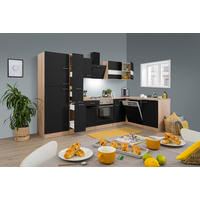 Respekta Winkelküche Economy schwarz matt B/H/T: ca. 310x200x172 cm Economy - Eiche/schwarz (310,00/200,00/172,00cm) - Respekta