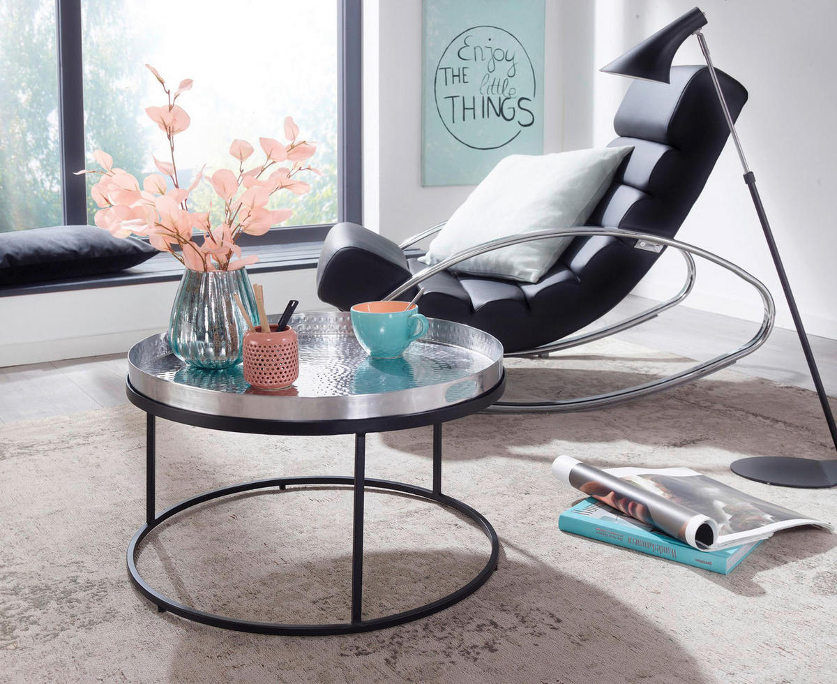 Couchtisch silber B/H/T: ca. 62x36x62 cm Couchtisch - silber (62,00/36,00/62,00cm) - Wohnling