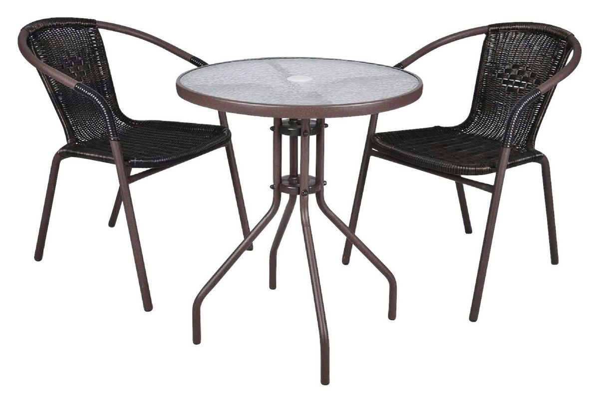 VCM Balkon-Set braun Polyrattan B/H/T: ca. 53x73x60 cm Balkonset - braun (53,00/73,00/60,00cm) - VCM