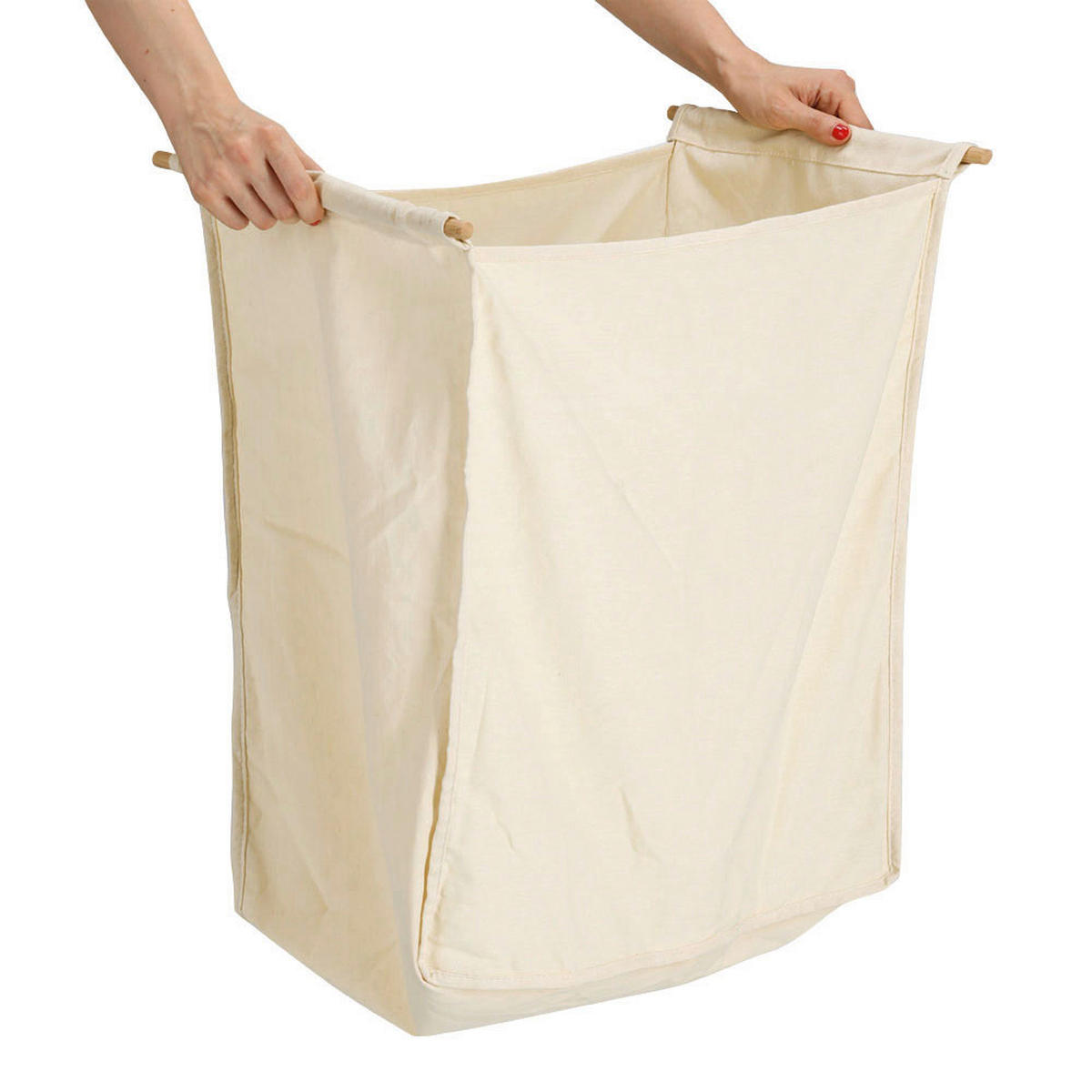 Zeller Wäschesammler natur Baumwolle B/H/L: ca. 33x61x535 cm Wäschesammler - weiß/natur (535,00/33,00/61,00cm) - Zeller