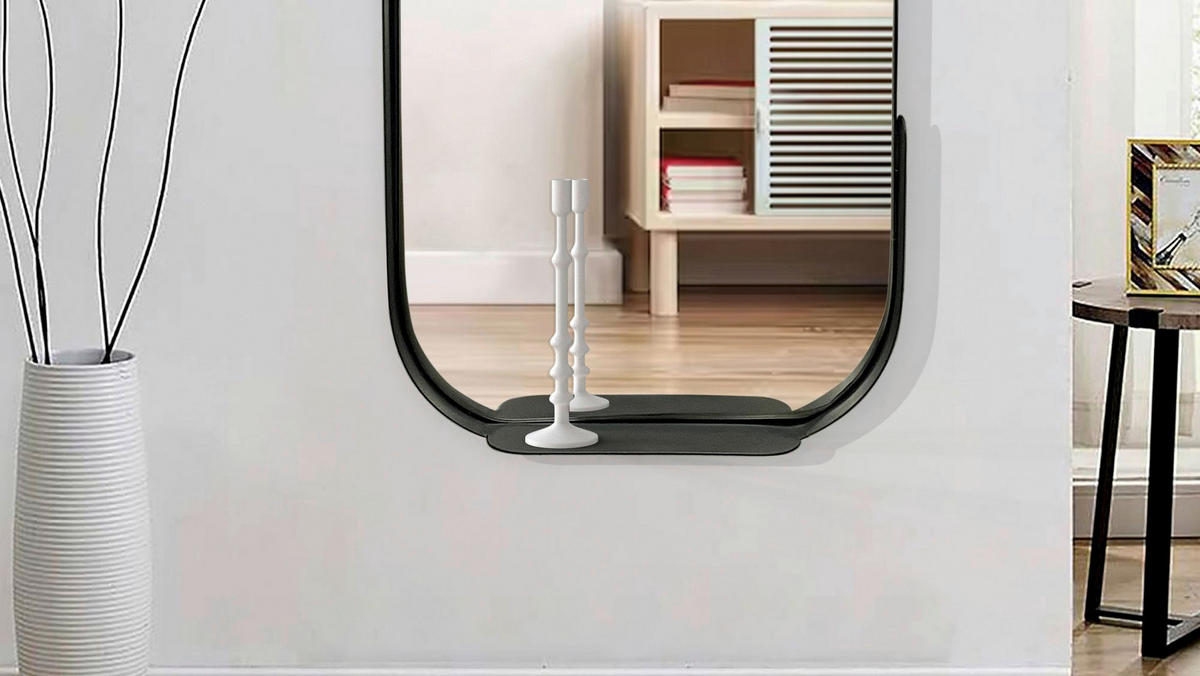 Wandspiegel schwarz Metall B/H/T: ca. 51x114x8 cm Wandspiegel - schwarz (51,00/114,00/8,00cm) - Wohnling