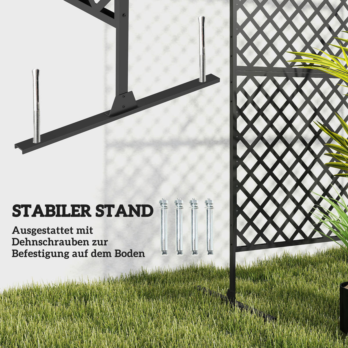 Outsunny Raumteiler schwarz Stahl B/H/L: ca. 45x198x122 cm Raumteiler - schwarz (122,00/45,00/198,00cm) - Outsunny