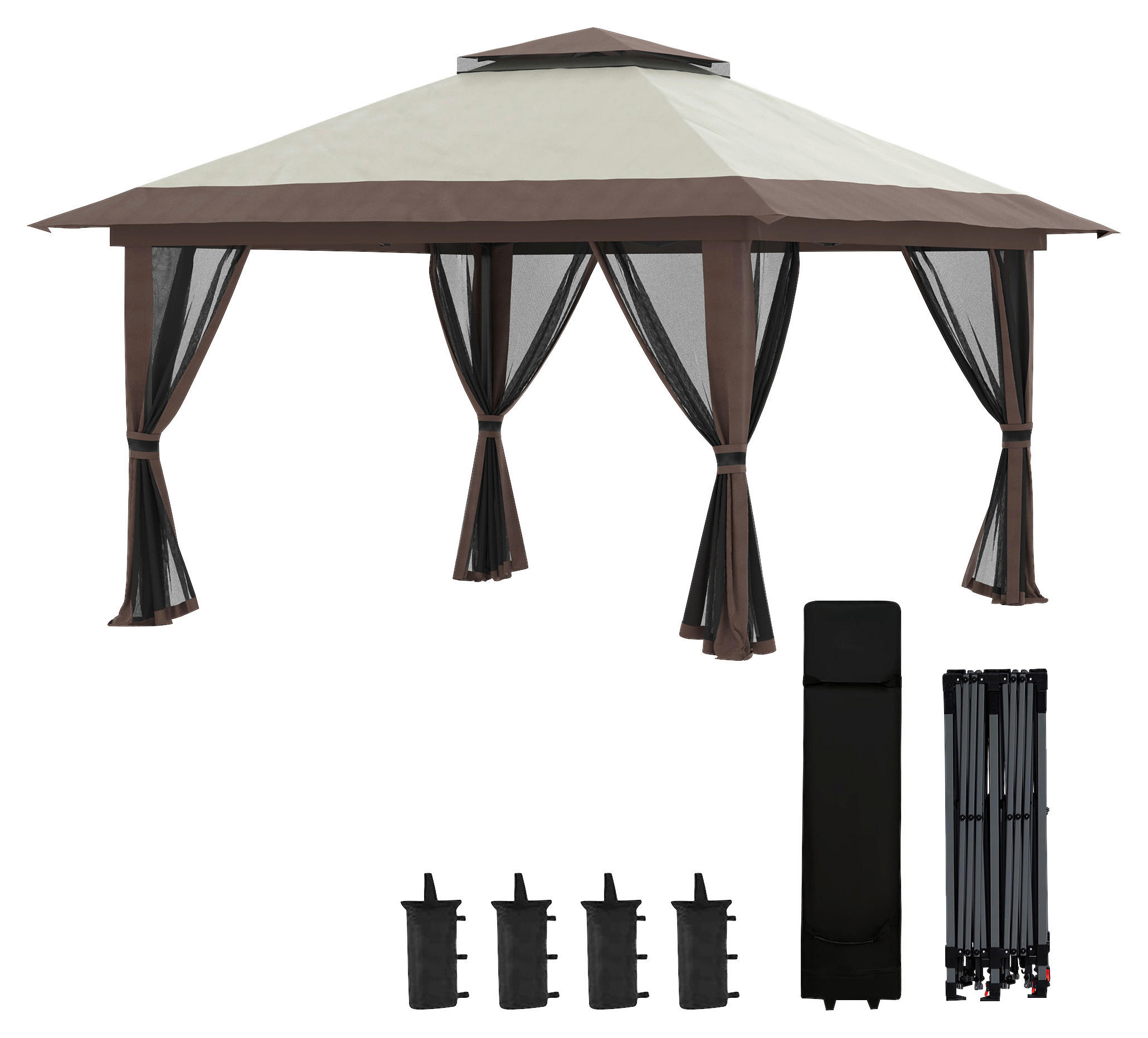 Outsunny Pavillon beige Polyester B/H/L: ca. 392x283x392 cm Pavillon - beige (392,00/392,00/283,00cm) - Outsunny