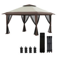 Outsunny Pavillon beige Polyester B/H/L: ca. 392x283x392 cm Pavillon - beige (392,00/392,00/283,00cm) - Outsunny