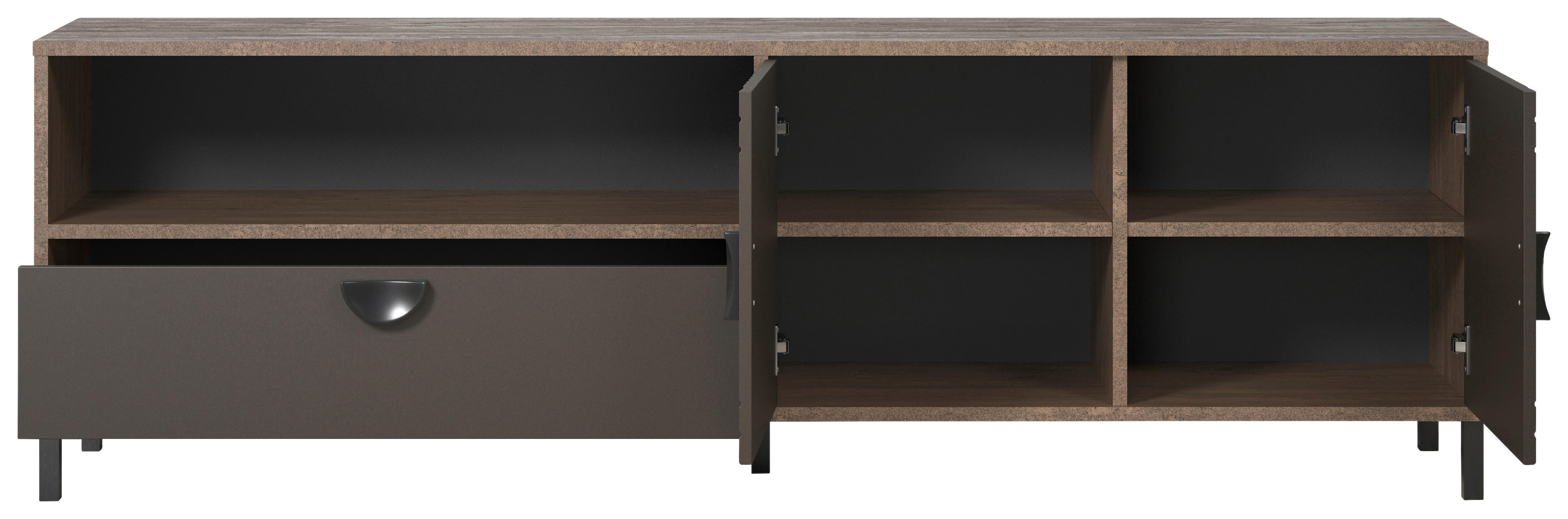 Lowboard Fusion Eiche dunkel Nachbildung bronze Optik B/H/T: ca. 183x55x40 cm Fusion - Eiche/bronze (183,00/55,00/40,00cm)