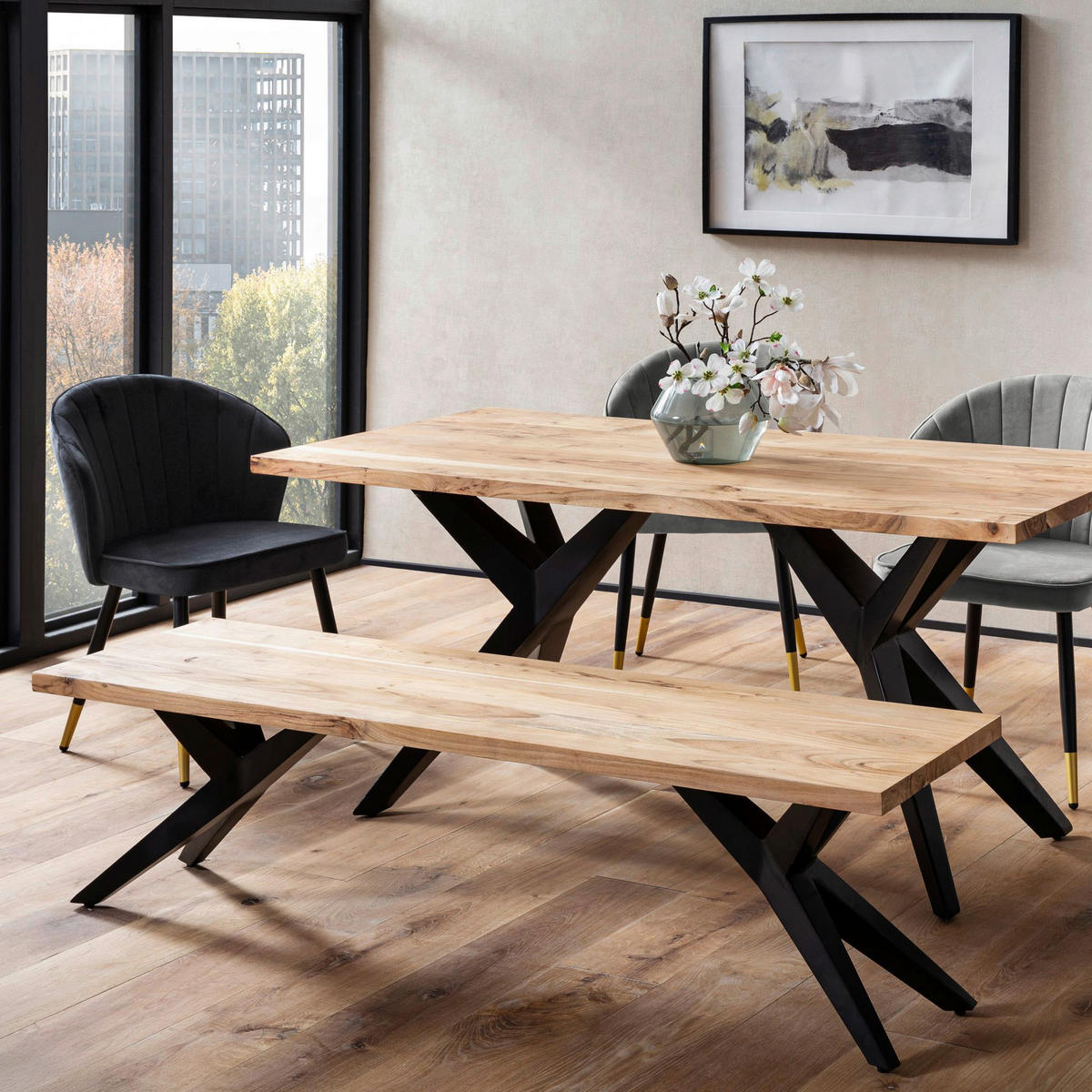 Sitzbank braun B/H/T: ca. 120x45x45 cm Esszimmerbank - braun (120,00/45,00/45,00cm) - Wohnling