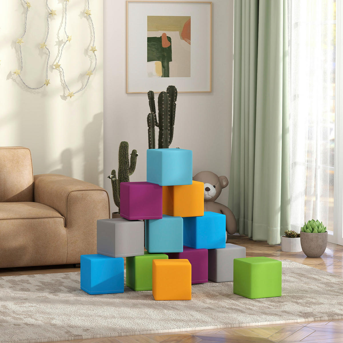 HOMCOM Softbausteine B/H/L: ca. 20x20x20 cm Softbausteine - multicolor (20,00/20,00/20,00cm) - HOMCOM