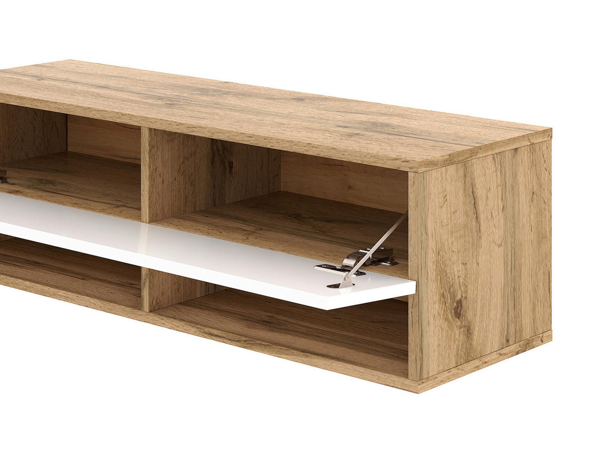 TV-Lowboard TV LOWBOARD DERBY 200 Eiche Wotan Nachbildung weiß glänzend B/H/T: ca. 200x32,5x31,5 cm TV LOWBOARD DERBY 200 - Eiche/weiß (200,00/32,50/31,50cm) - WIPMEB