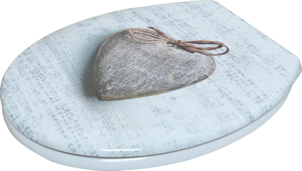 WC-Sitz weiß grau Duroplast WC-Sitz_Wooden_Heart Duroplast - weiß/grau