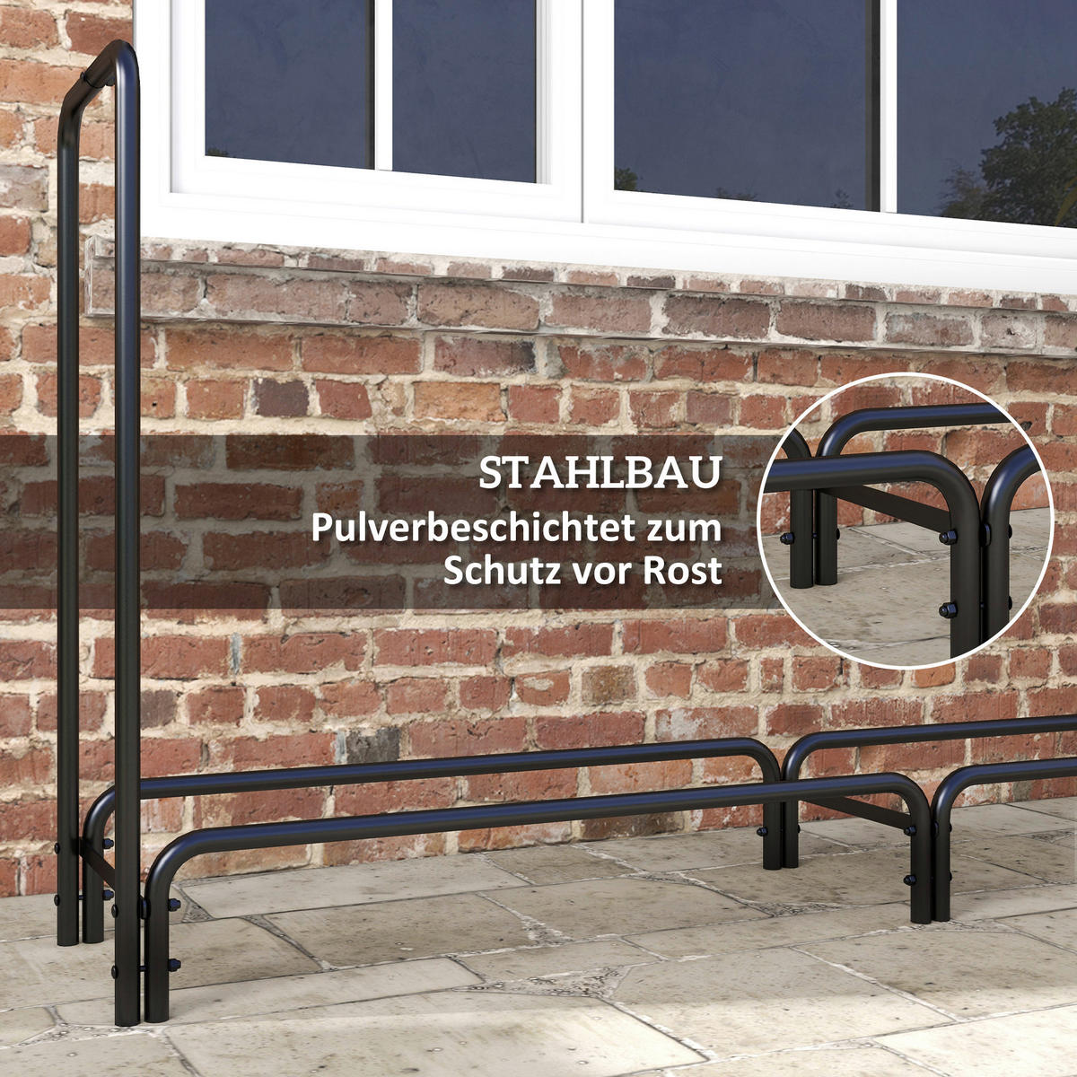 Outsunny Kaminholzregal schwarz B/H/L: ca. 36x99x240 cm Kaminholzregal - schwarz (240,00/36,00/99,00cm) - Outsunny