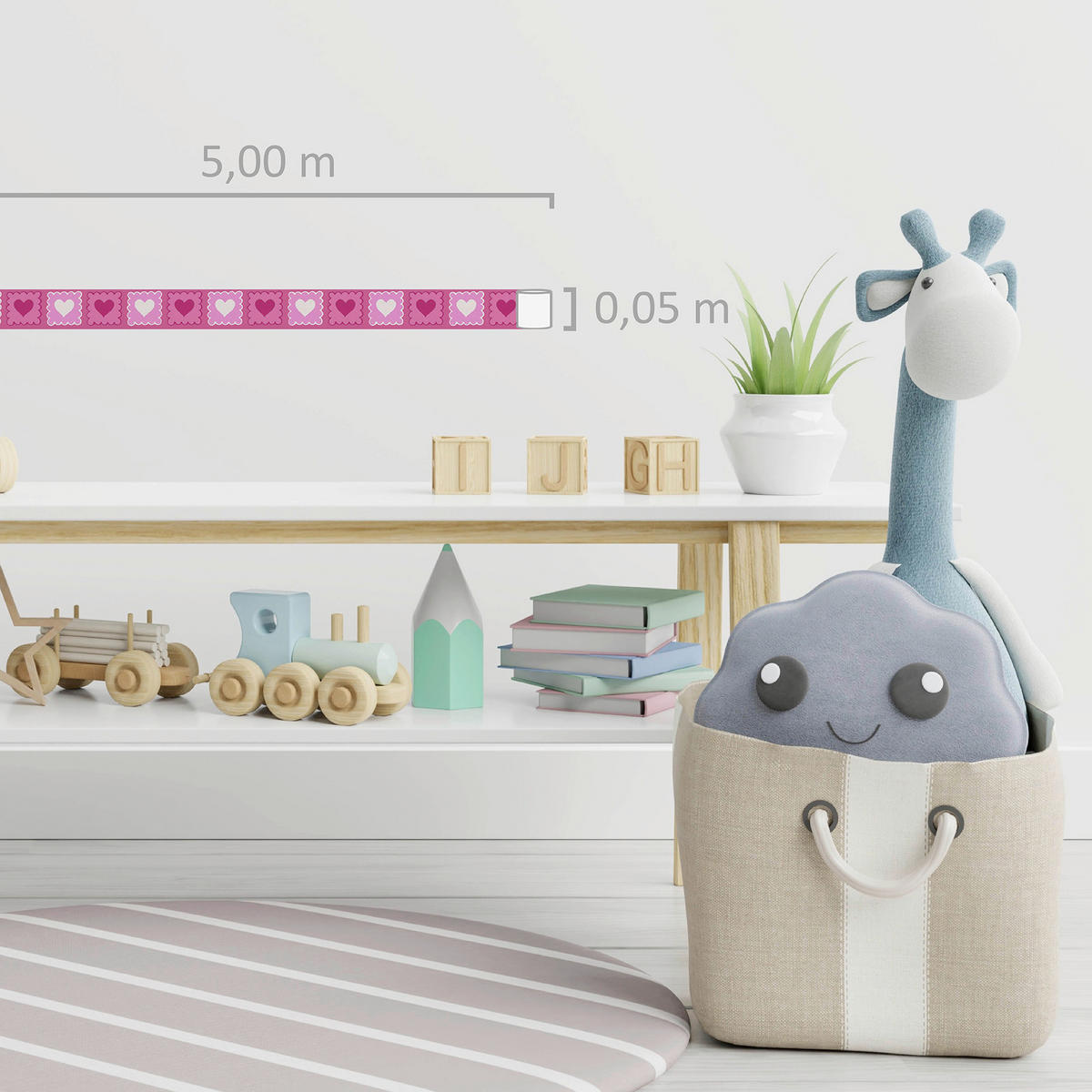 A.S.Creation Bordüre bunt rosa weiß B/H/D: ca. 5x500x7,9 cm Bordüre_selbstklebend - weiß/bunt (7,90/500,00cm) - A.S.Creation