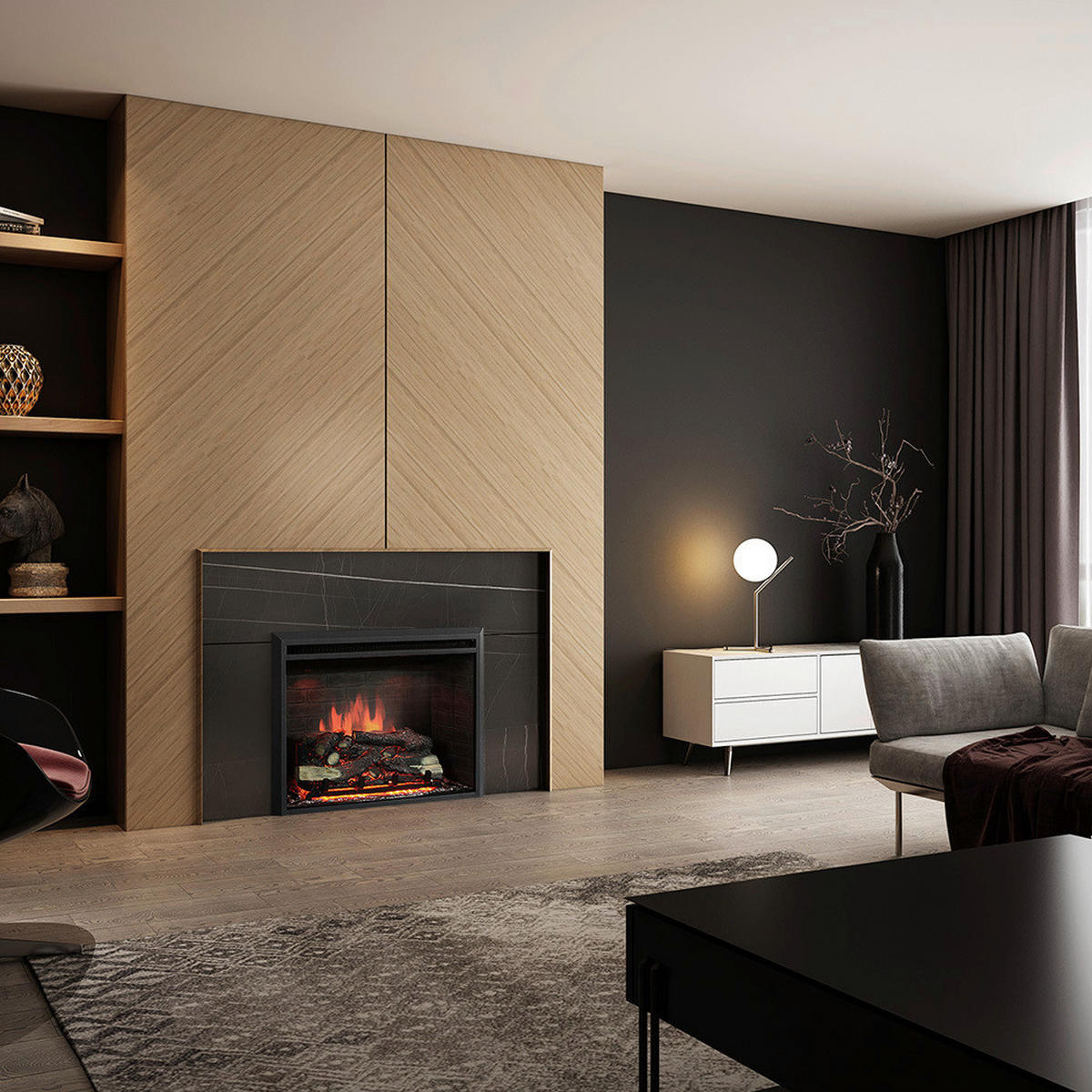 Balderia Einbaukamin Calida 33" schwarz B/H/T: ca. 89x69x23 cm ca. 2 W Elekt.-Kamin Calida 33" EF45C - schwarz (89,00/69,00/23,00cm) - Balderia