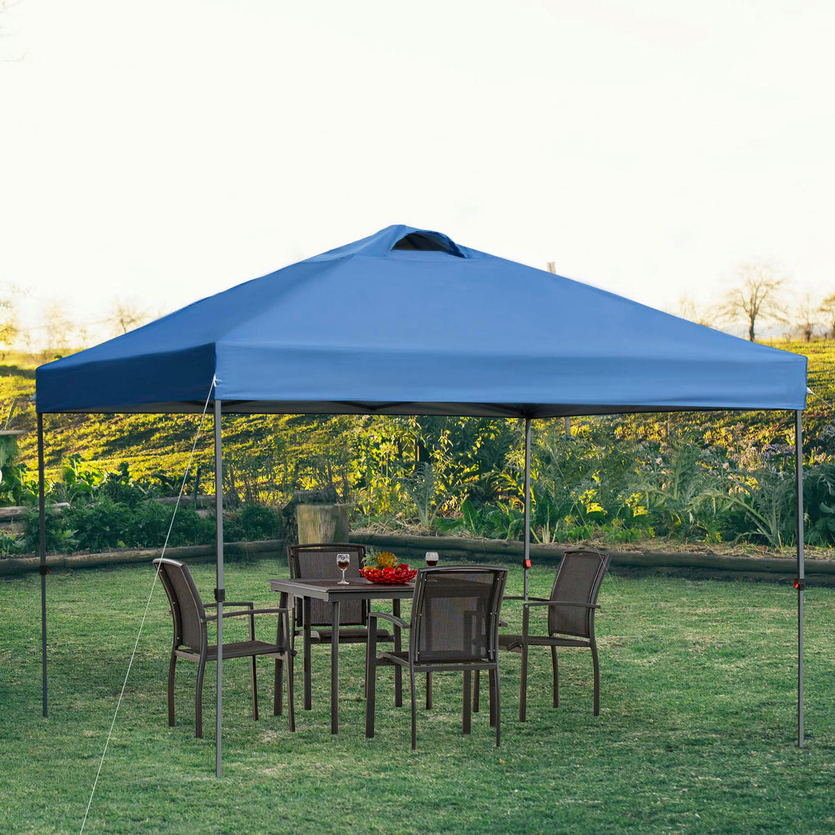 Outsunny Pavillon blau Stahl B/H/L: ca. 295x264x295 cm Pavillon - blau (295,00/295,00/264,00cm) - Outsunny