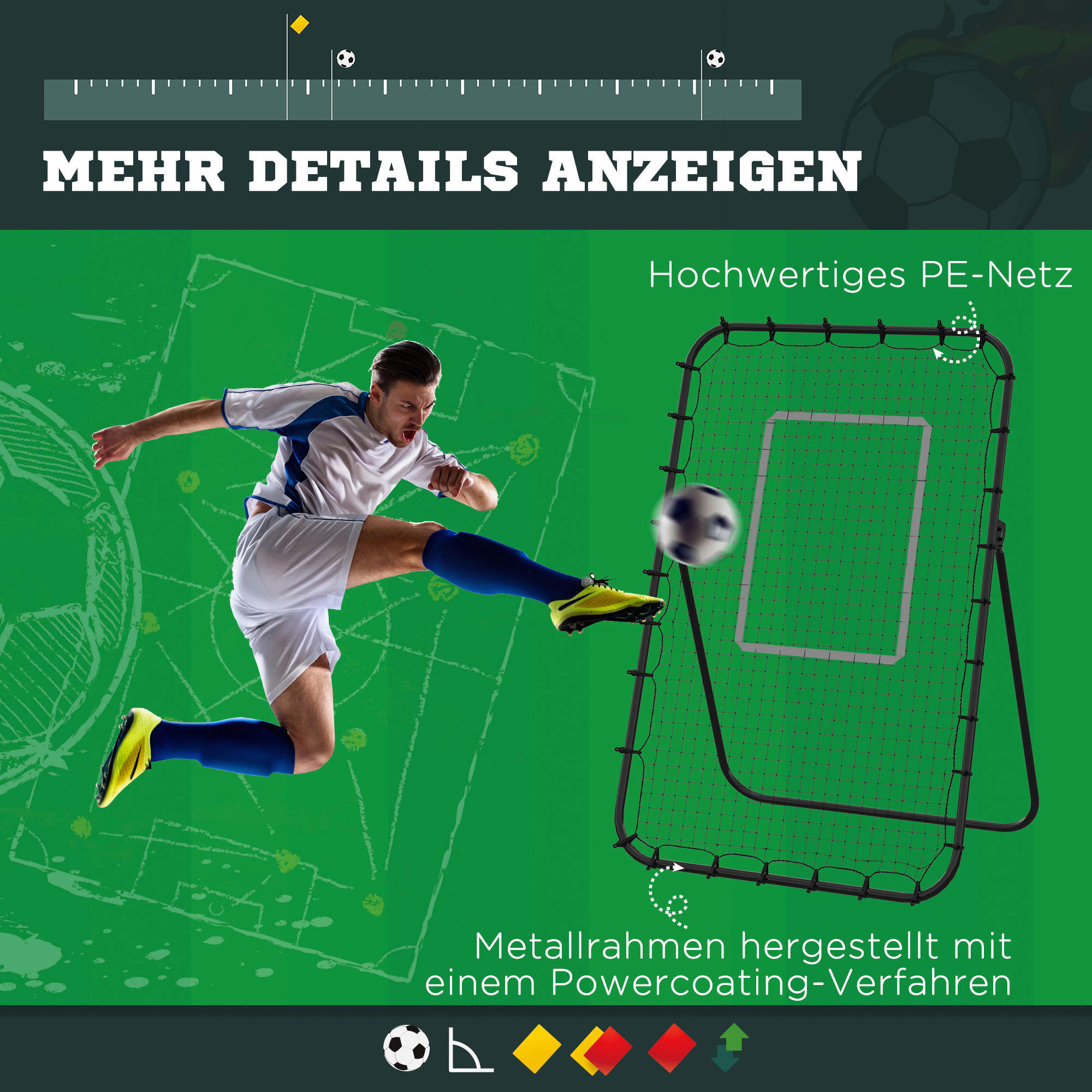 HOMCOM Outdoor-Spielzeug schwarz B/H/L: ca. 73x123x178,5 cm Fußball_Rebounder - schwarz (178,50/73,00/123,00cm) - HOMCOM