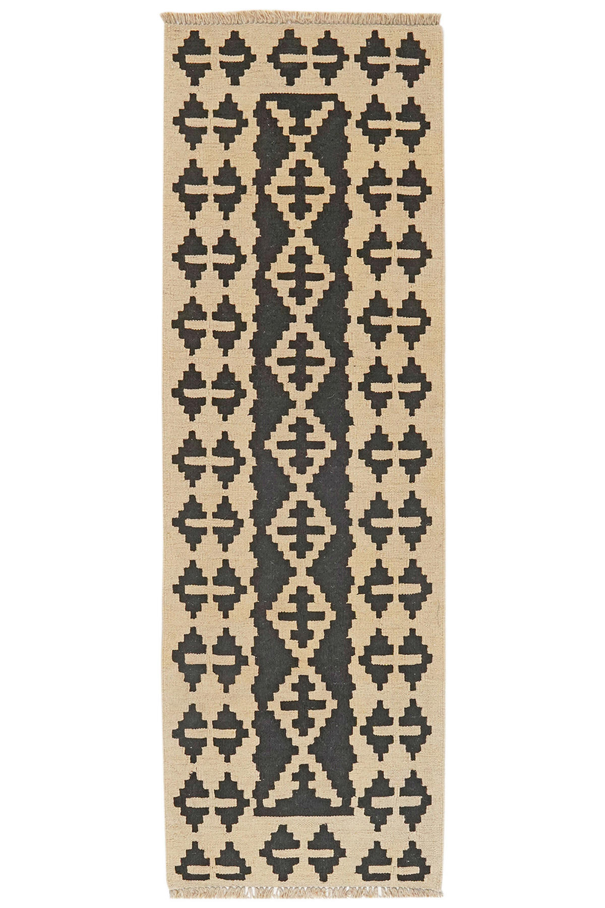 PersaTepp Teppich Kelim Gashgai schwarz B/H/L: ca. 64x1x198 cm Kelim Gashgai - beige/schwarz (198,00/64,00/1,00cm) - PersaTepp