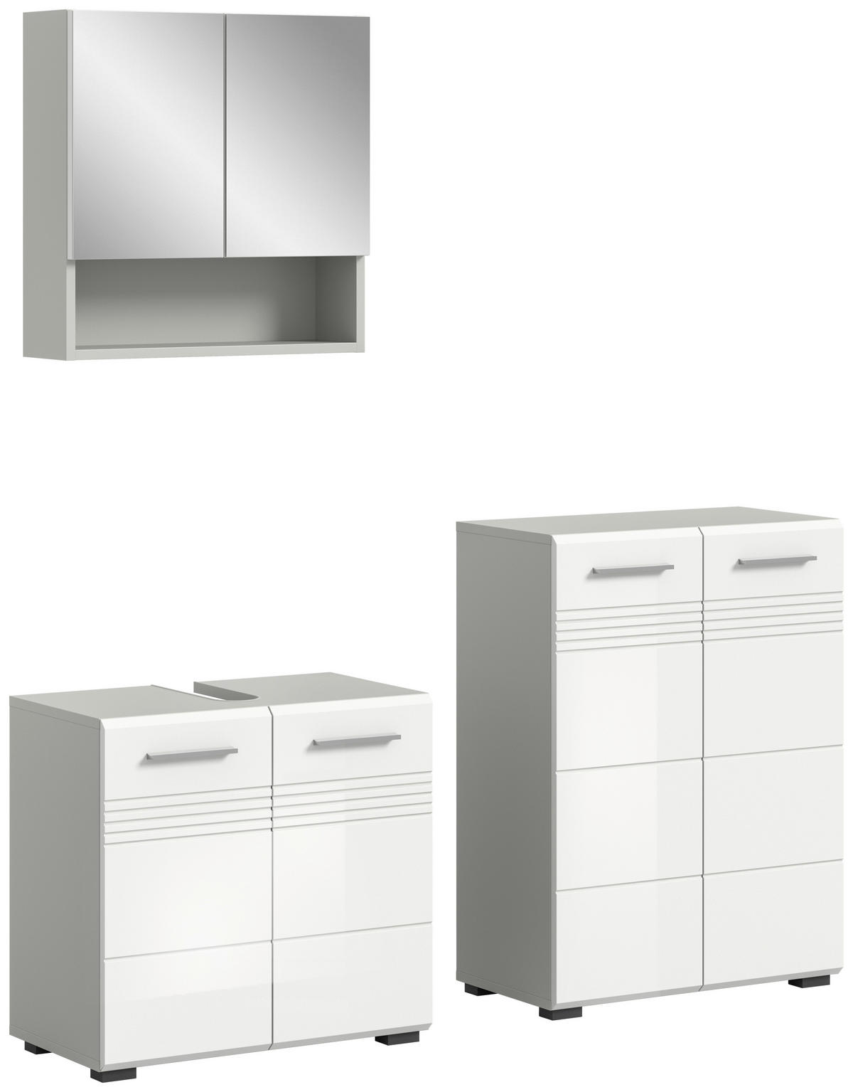 Badblock Copa hellgrau weiß Hochglanz B/H/T: ca. 135x190x32 cm Copa - hellgrau/weiß (135,00/190,00/32,00cm) - xonox.home